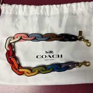 Rainbow Leather Covered Short Chain Strap